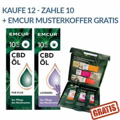 Black Friday Bevorratung Emcur CBD Öl 10% + Musterkoffer geschenkt