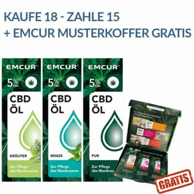 Black Friday Bevorratung Emcur CBD Öl 5% + Musterkoffer geschenkt